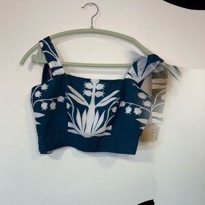 Navy Floral Crop Top